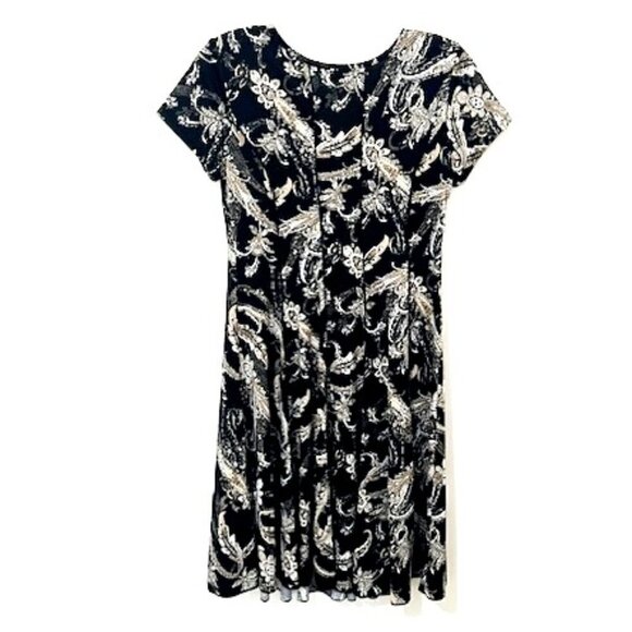 Sami & Jo Blue Black Floral Panel A-Line Dress Short Sleeve Size PS - Picture 3 of 4